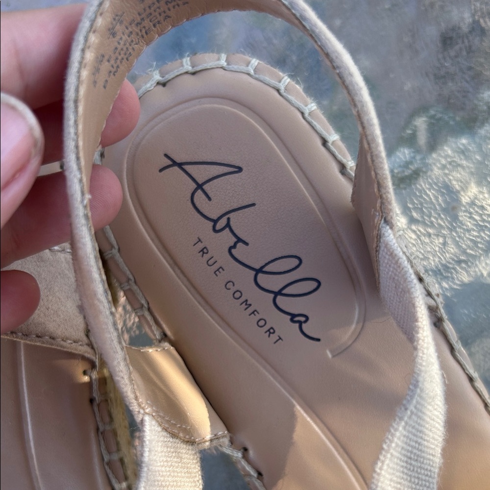Abella “Riviera” Cream Espadrille Flats with Straps - Picture 2 of 5